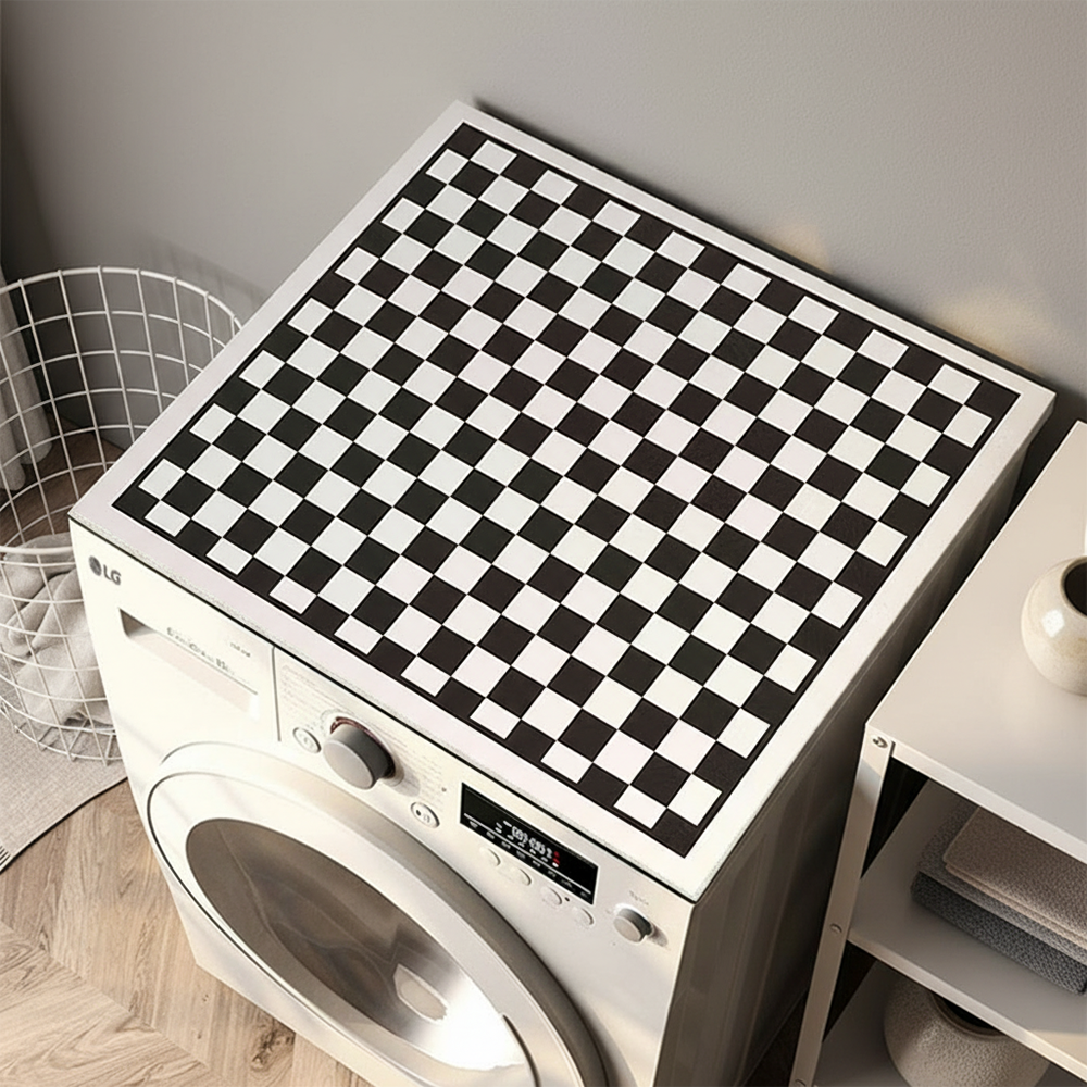 하루아즈 드럼 세탁기 건조기 콤보 방수 커버 덮개 체커보드 매트, 블랙 27,800원