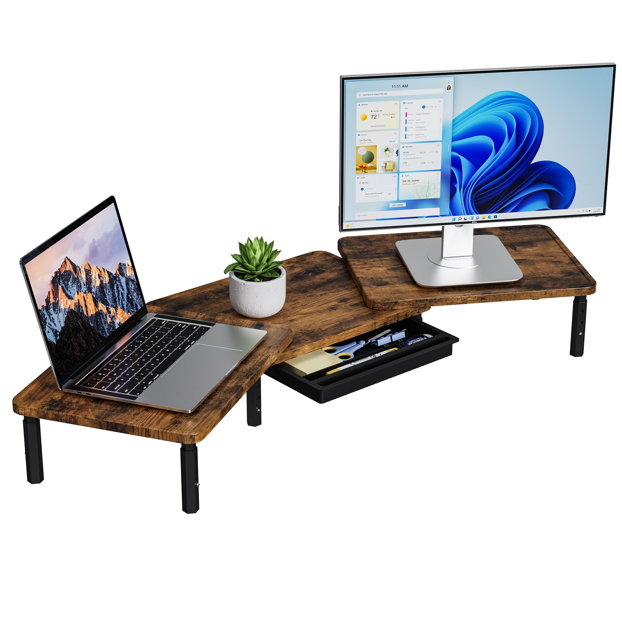 ETHU 듀얼 모니터 받침대 길이 높낮이 조절 업그레이드 모니터 거치대 선반 51,900원