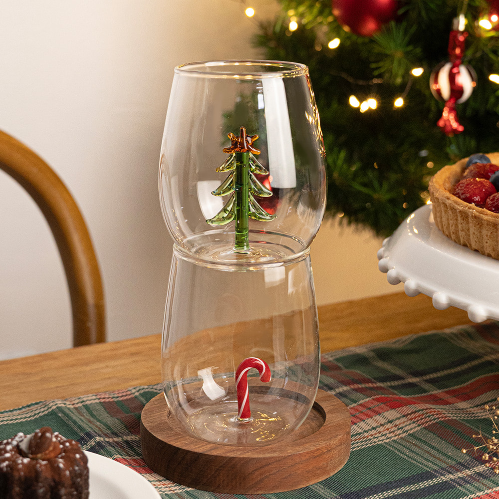 코지테이블 크리스마스 선물 라운드 글라스 디자인 유리컵 400ml, 캔디, 트리, 2개 23,800원