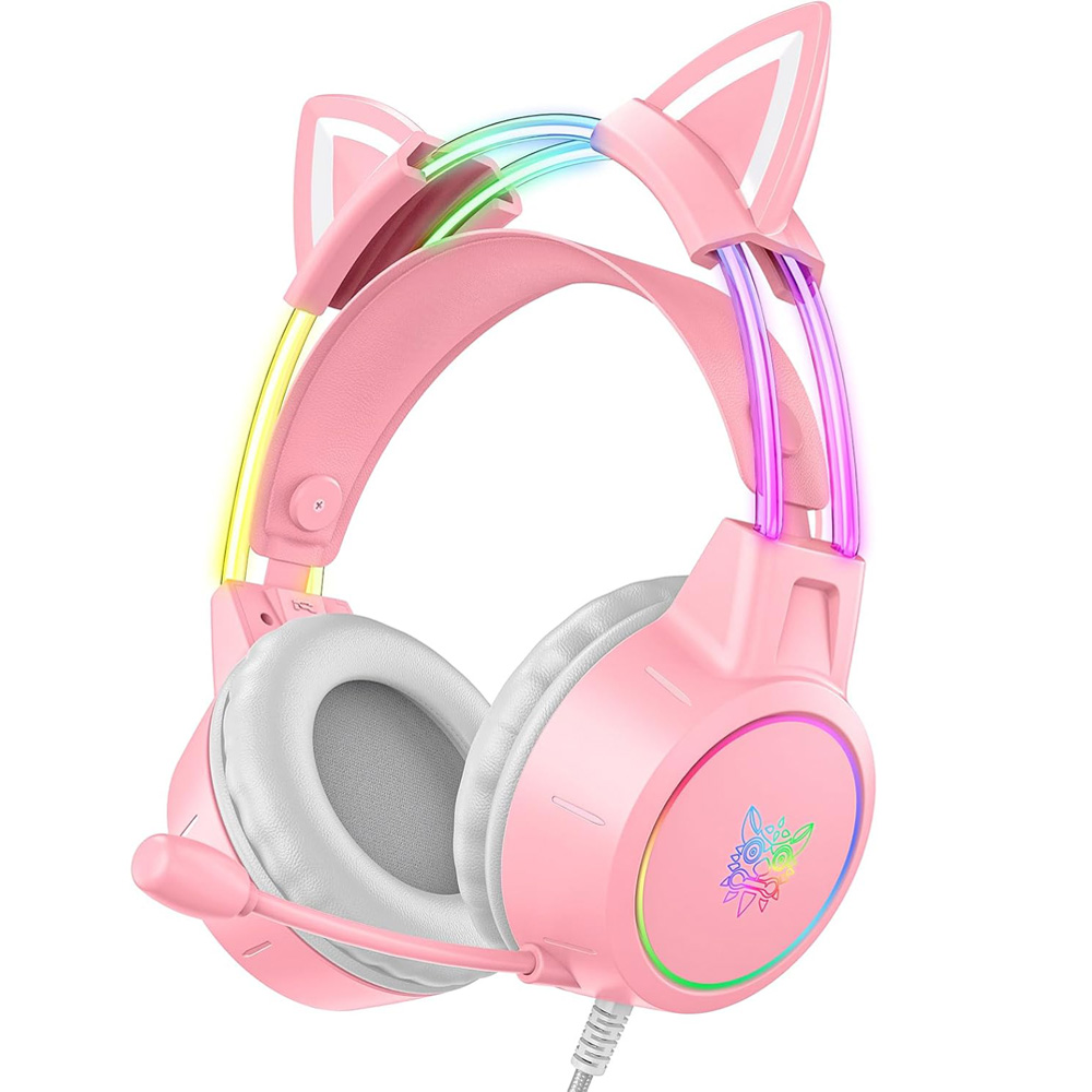 ONIKUMA 고양이귀 유선 RGB 게이밍 헤드셋 가상 7.1 usb 노이즈캔슬링 마이크 X15 PRO, 핑크 70,800원