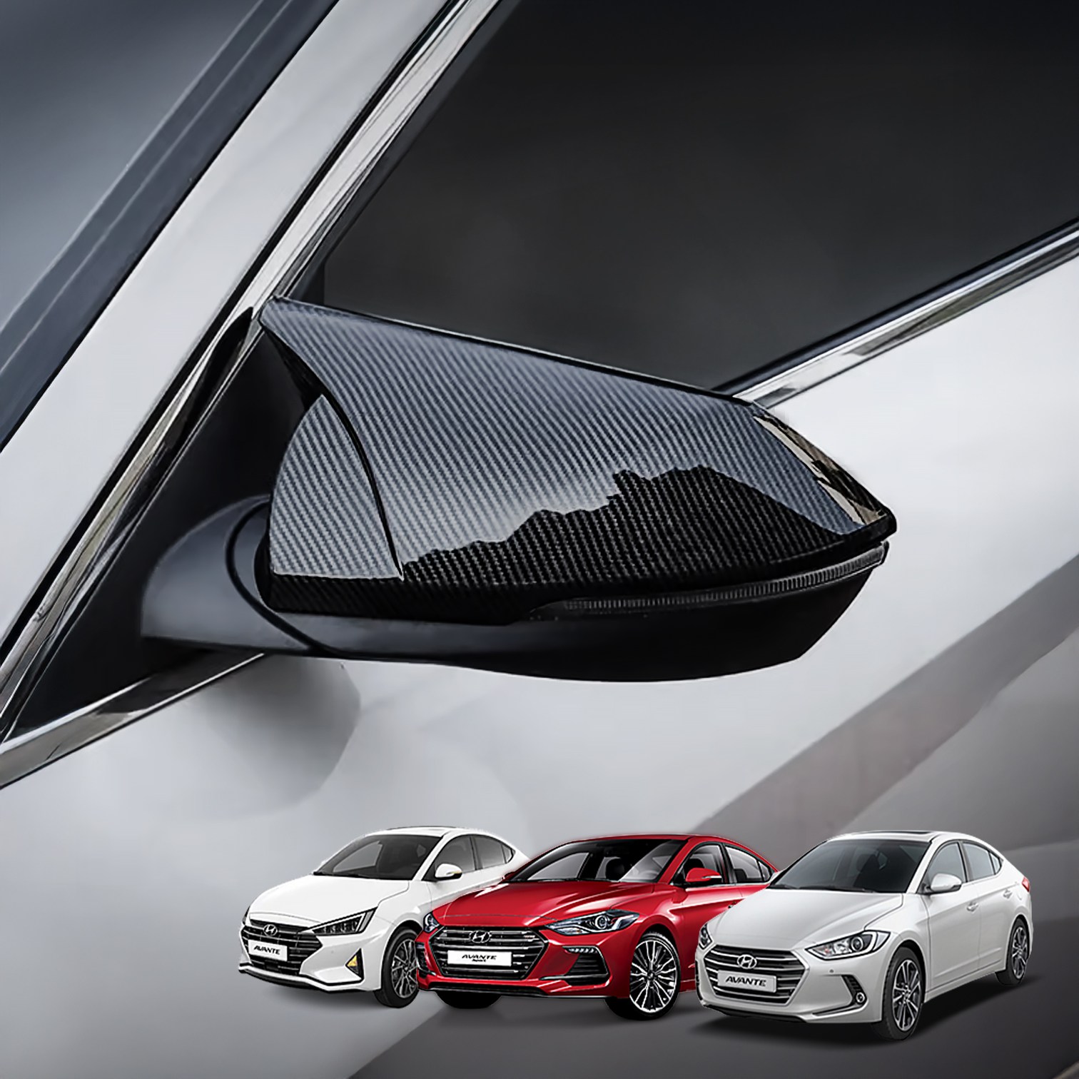 미켈라토 아반떼AD 스포츠 페이스리프트 튜닝 실내 카본 몰딩 커버 기스방지 용품, 01. 사이드미러커버/뿔 카본블랙2P, 기타 35,800원