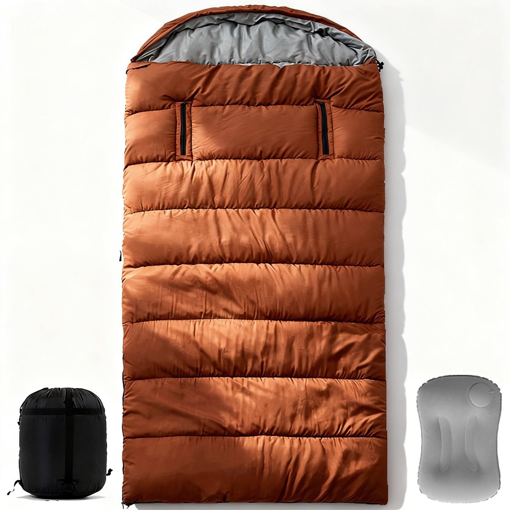 엠티링크 캠핑 침낭 폭 100cm 팔 나온 침낭 1인용 빅사이즈 사계절용 슬리핑백 이불 차박 용품, 1개, 브라운 1.5kg 48,900원