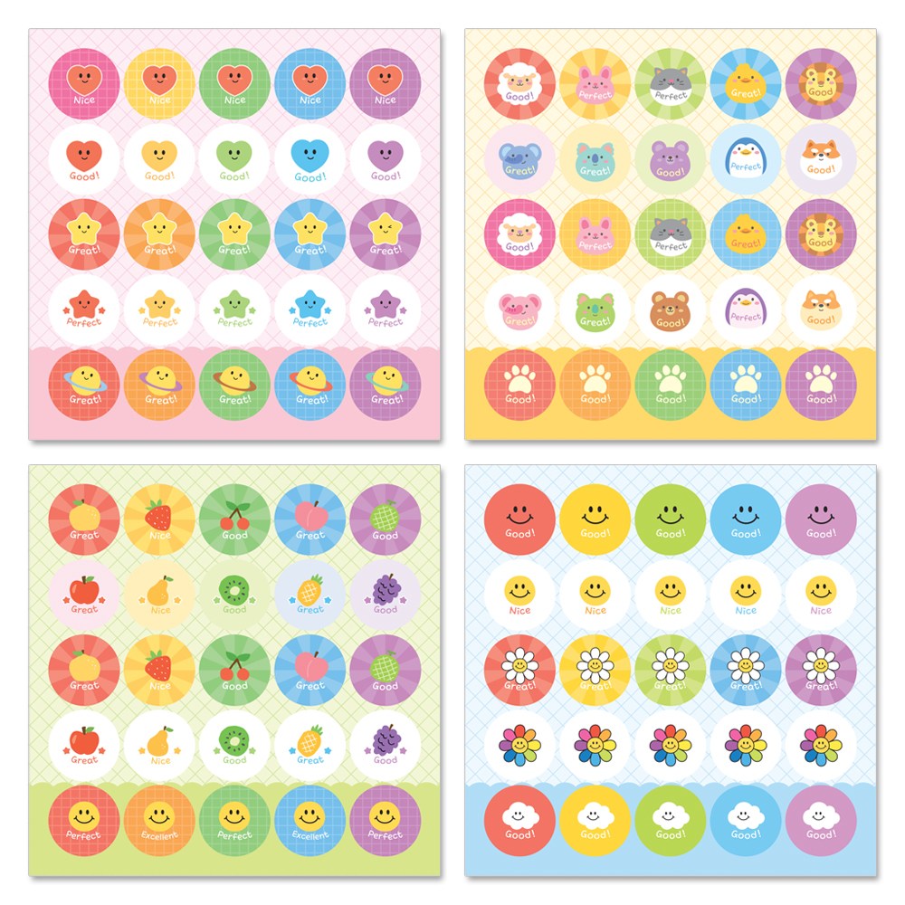 젤리박스 칭찬 스티커 원형 칭찬스티커, 40장, (4종) 혼합 7,120원