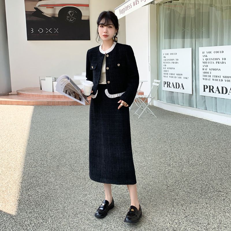 봄 가을 여성 소향풍 롱스커트 세트 트위드 숏코트 + 스커트 투피스 캐주얼 YXF 49,610원