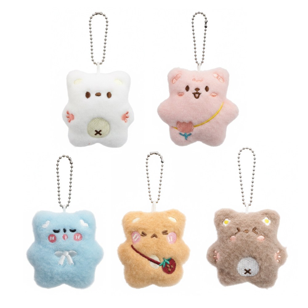투데이리빙 5개 세트 소리나는 곰인형 키링 귀여운 뽀글이 곰돌이 키홀더 캐릭터 가방 장식 고리 선물용 액세서리 7,900원