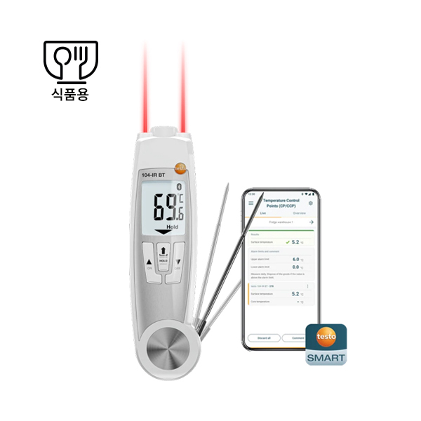 탐침온도계(적외선겸용)104-IR (TESTO)(블루투스 연동) 443,300원