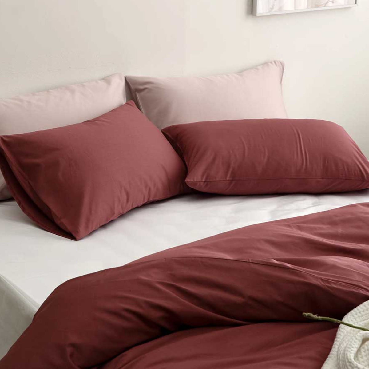 [바운티풀] 특급호텔침구 50x70 구스다운 1200g 베개x모달커버, 와인, 1개 50,800원