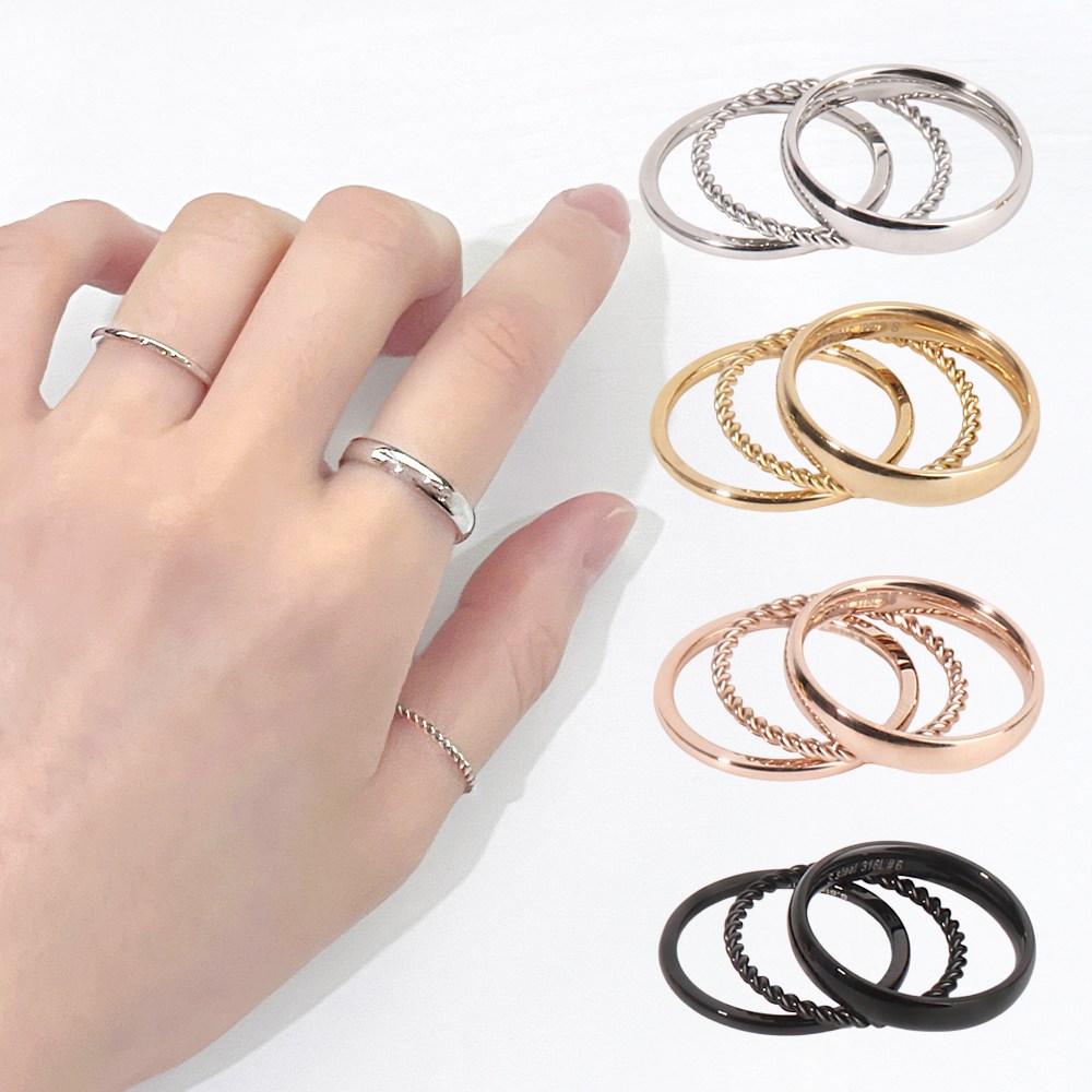 VARAM [3종세트] 트리플 무드 링 반지 세트 써지컬 316L 스틸 12,800원
