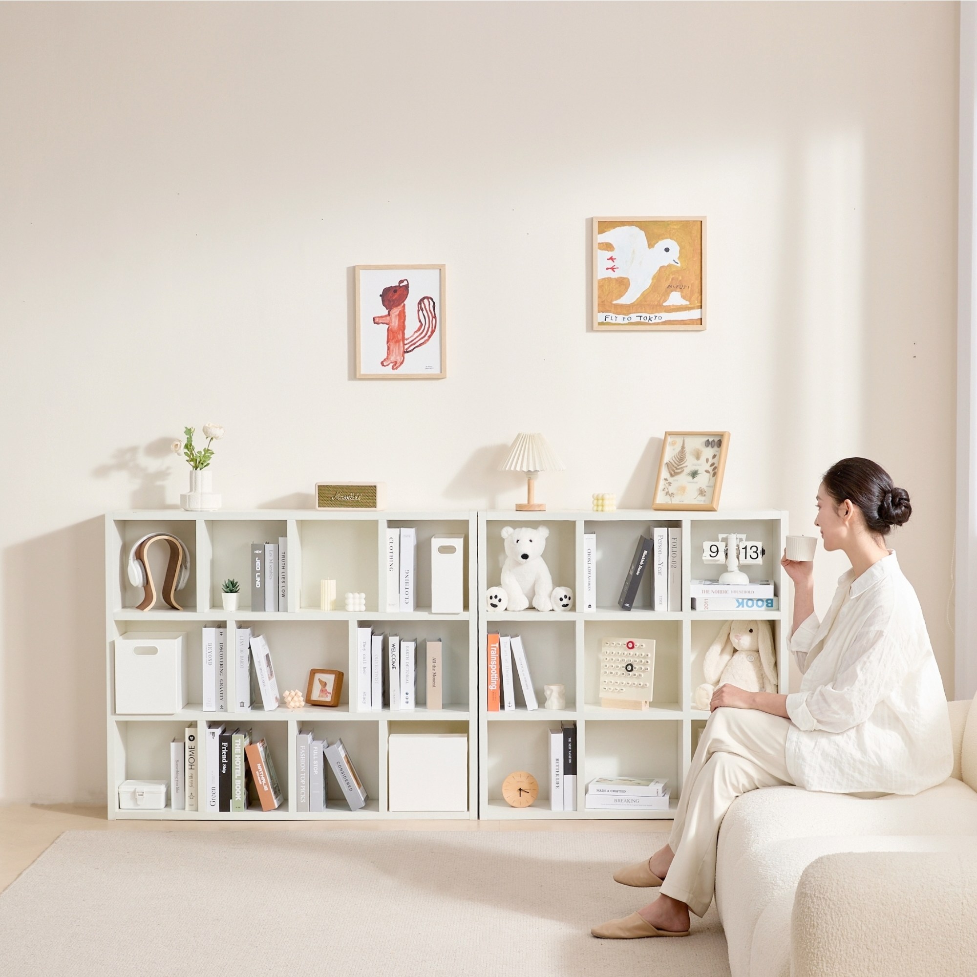 헤르티만 책장 심플함 거실 사무실 서류 수납장 교구, 3단, 화이트, 현재가 76,800원