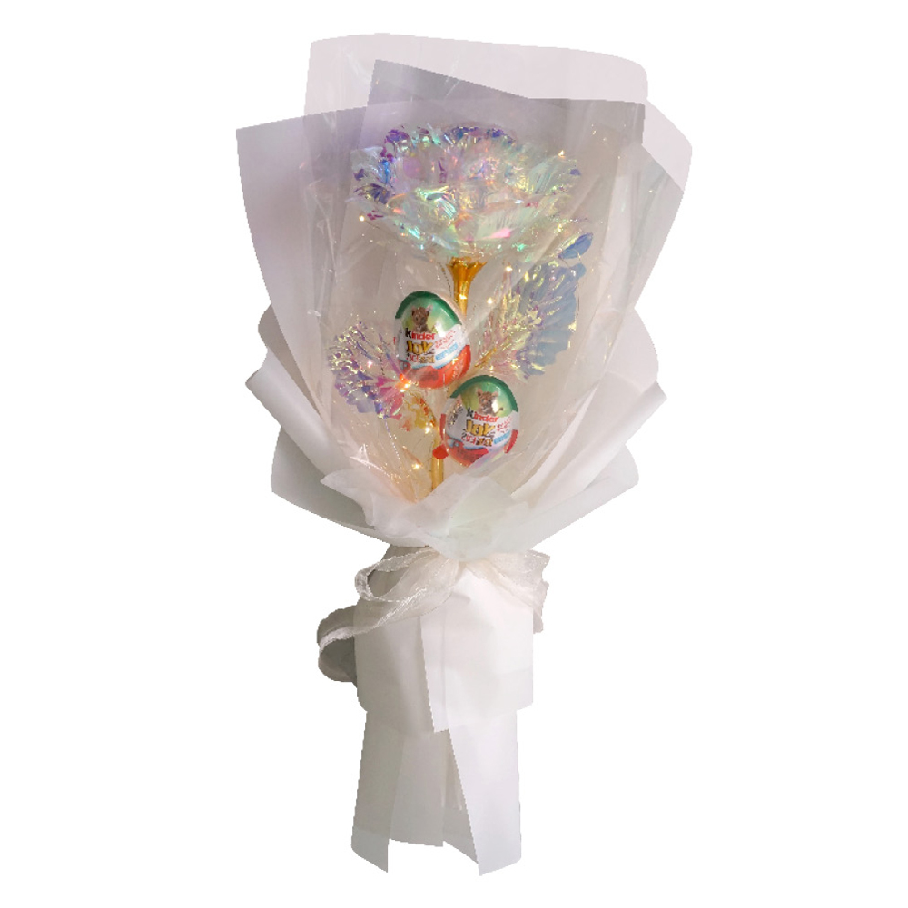 morningscent 이벤트 졸업식 기념일 홀로그램 조화 장미꽃 대형 한송이 킨더조이 조명 꽃다발 22,680원