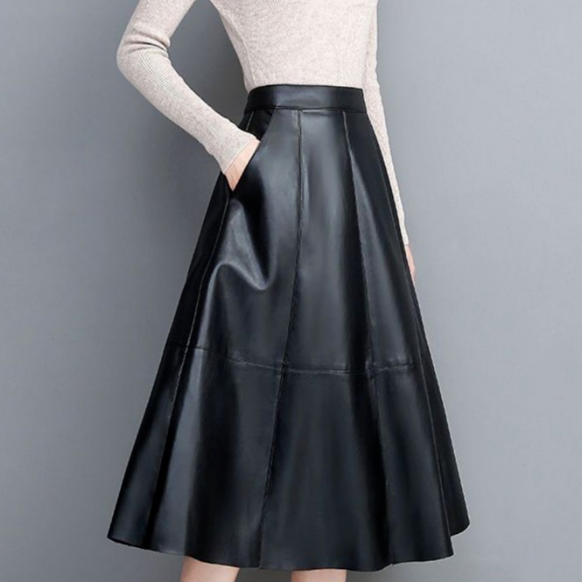 [샤르멜레] <양가죽100%>여성 미디 스커트_FWCC06 89,600원