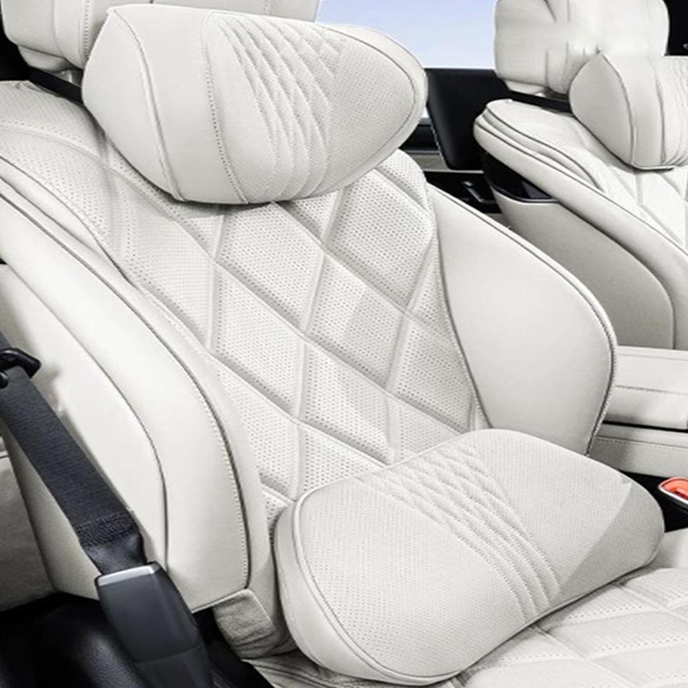 크로니클 토뷸라 프리미엄 차량용 등받이 고품질 전체 차량 호환 목쿠션 + 요추지지대 세트, 디얼 화이트, 1세트 79,670원