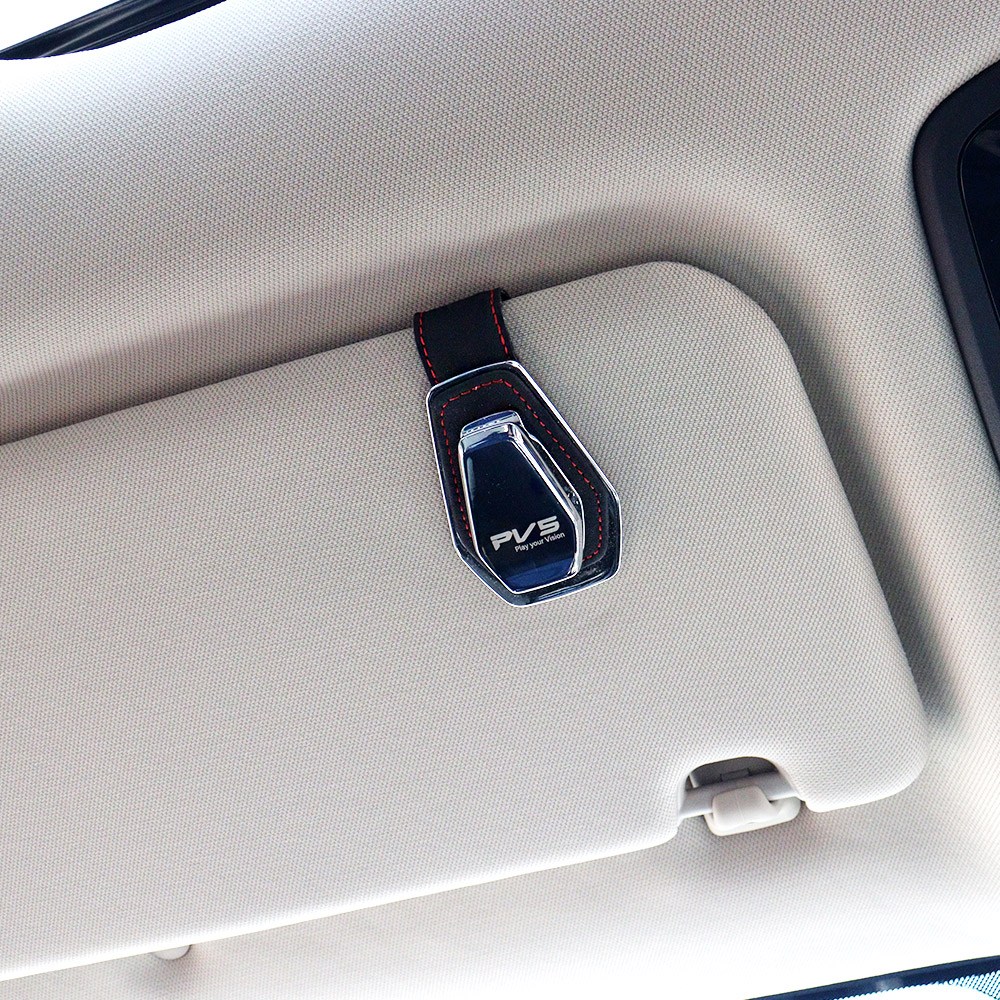 [비브랜드](와이앤유)실내 선바이저 메탈 가죽 선글라스 클립 안경걸이 거치대 용품 PV5 호환, 라이트브라운 18,000원