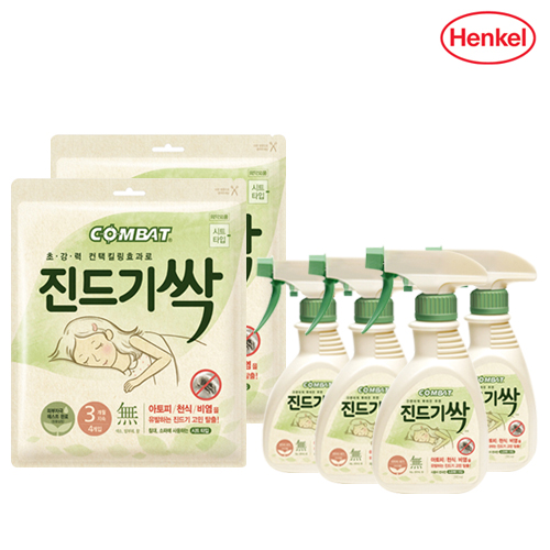 [헨켈홈케어] 컴배트 진드기싹 스프레이290ml x4개+시트(4개입x2개) 1세트 58,600원