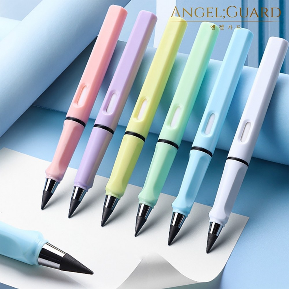 엔젤가드 무한연필 3개세트 깎지않는 무제한 연필심 지우개 내장, 블랙 3개, 현재가 5,900원
