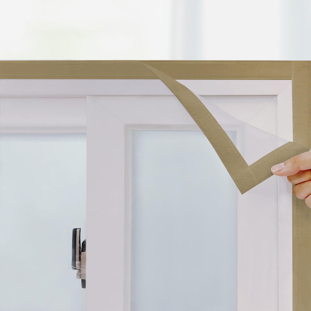 쾌청 0.5mm 두꺼운  창문 베란다 방풍 비닐 커튼 브라운 벨크로 일체형 18,670원