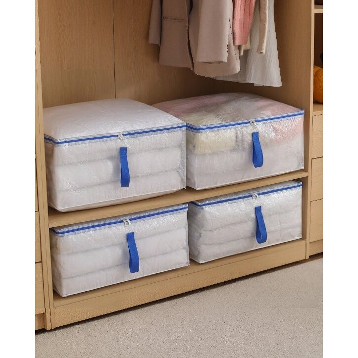 에프스토 방수 다용도 리빙박스 정리함 이불정리함, 4개, 투명+블루 21,890원