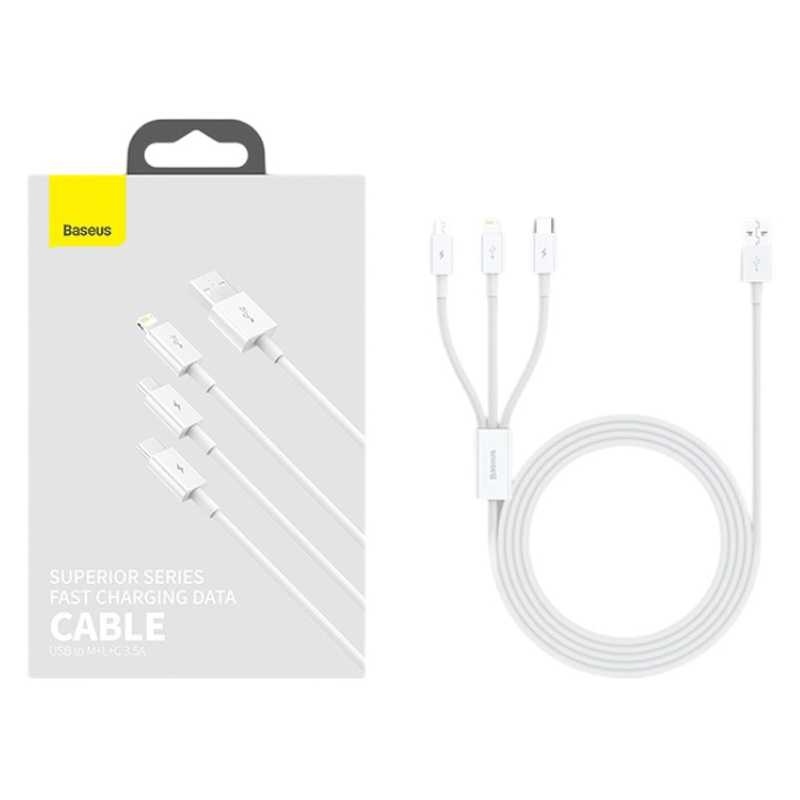 베이스어스 수페리얼 시리즈 고속 충전 데이터 케이블 USB 투 M + L C 3.5A 6,500원