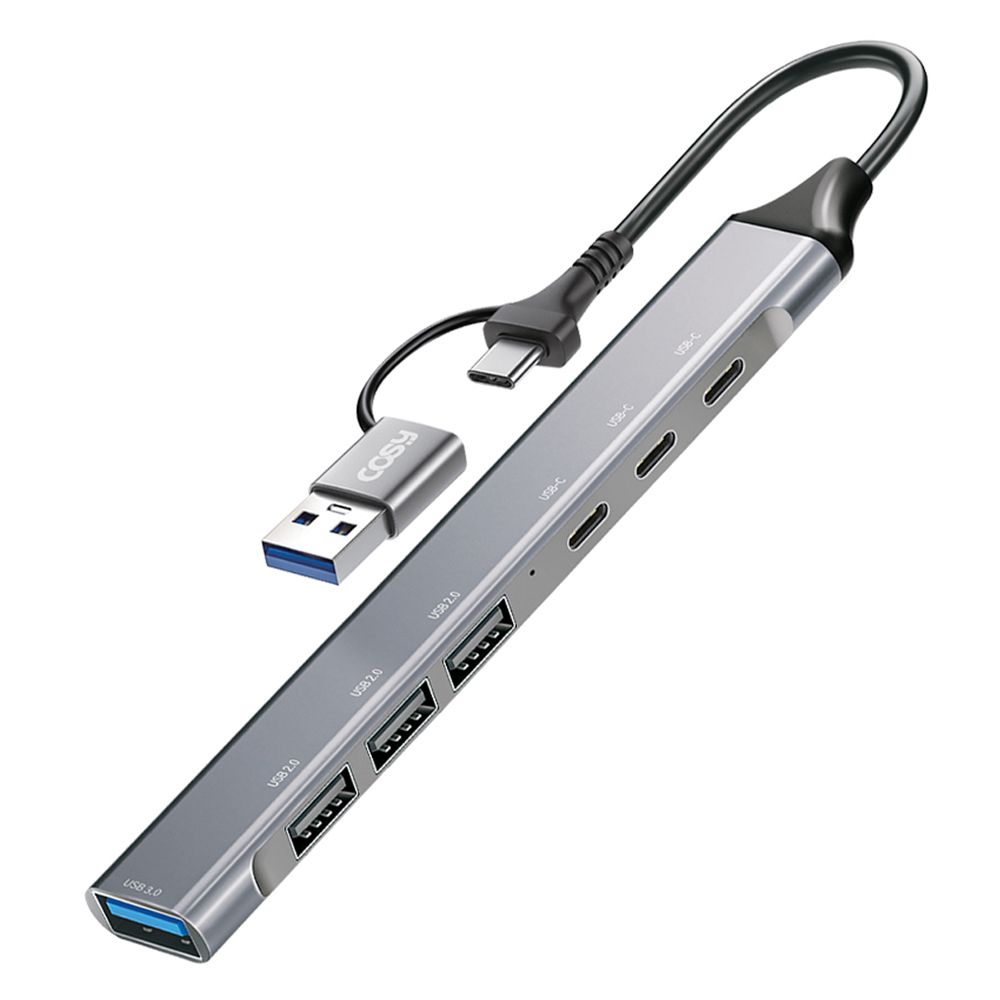 코시 듀얼 커넥터 USB 3.0 슬림 메탈 멀티허브 7포트 C타입 / A타입, 그레이, 1개 12,500원
