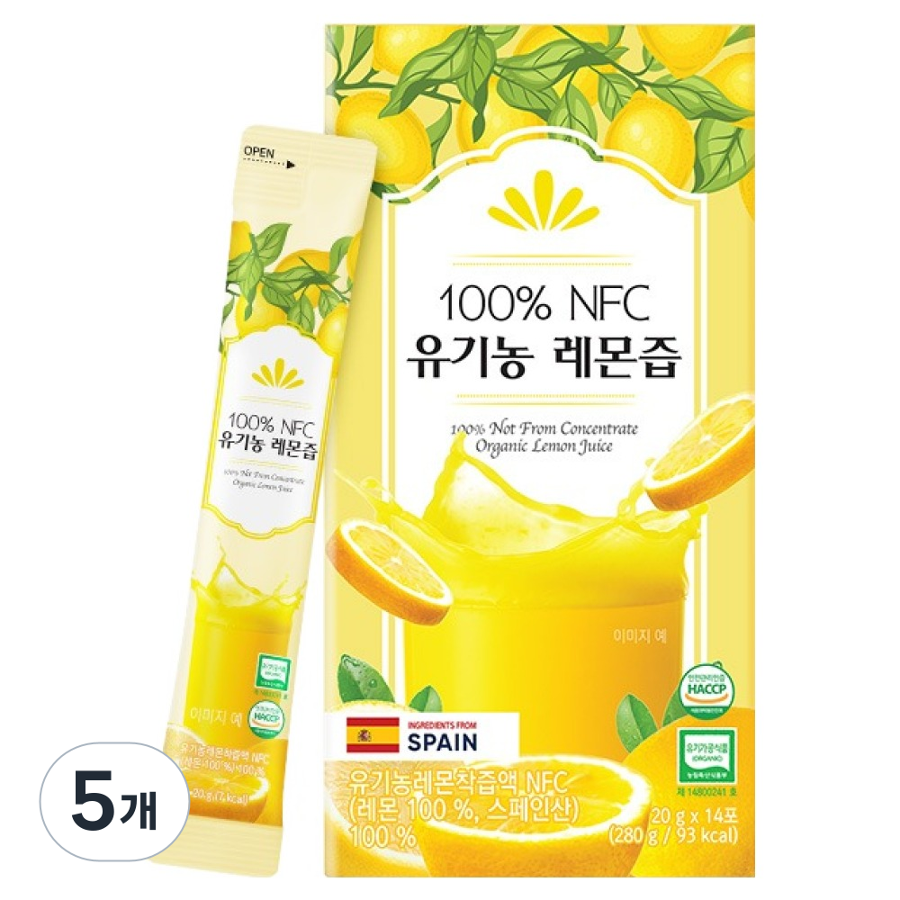 프롬바이오 NFC 유기농 레몬즙 14p, 280g, 5개 23,130원