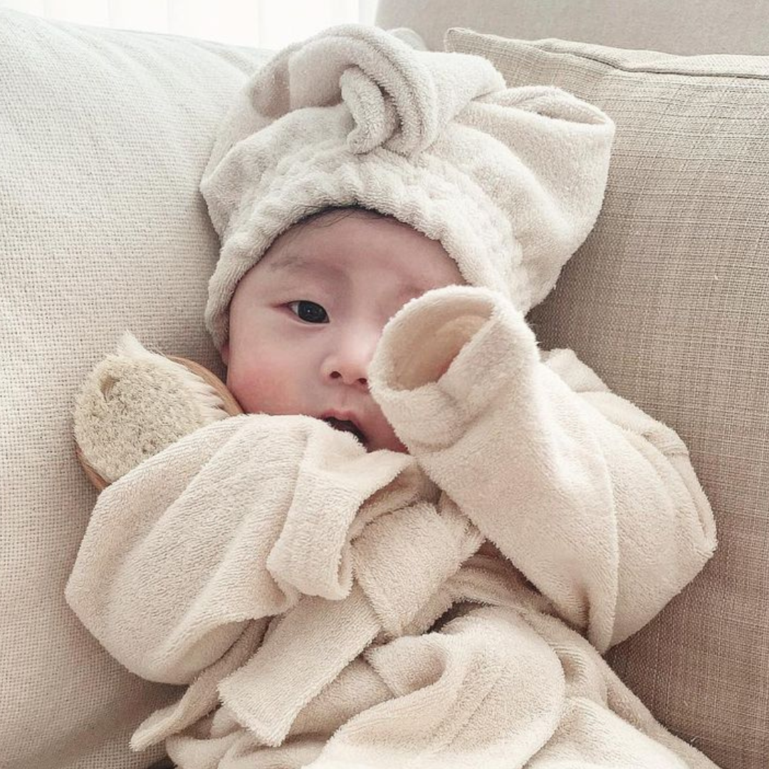 디어딜리 아기 목욕가운 터번 출산선물 양머리수건 배쓰캡 100일 돌 촬영소품 15,000원
