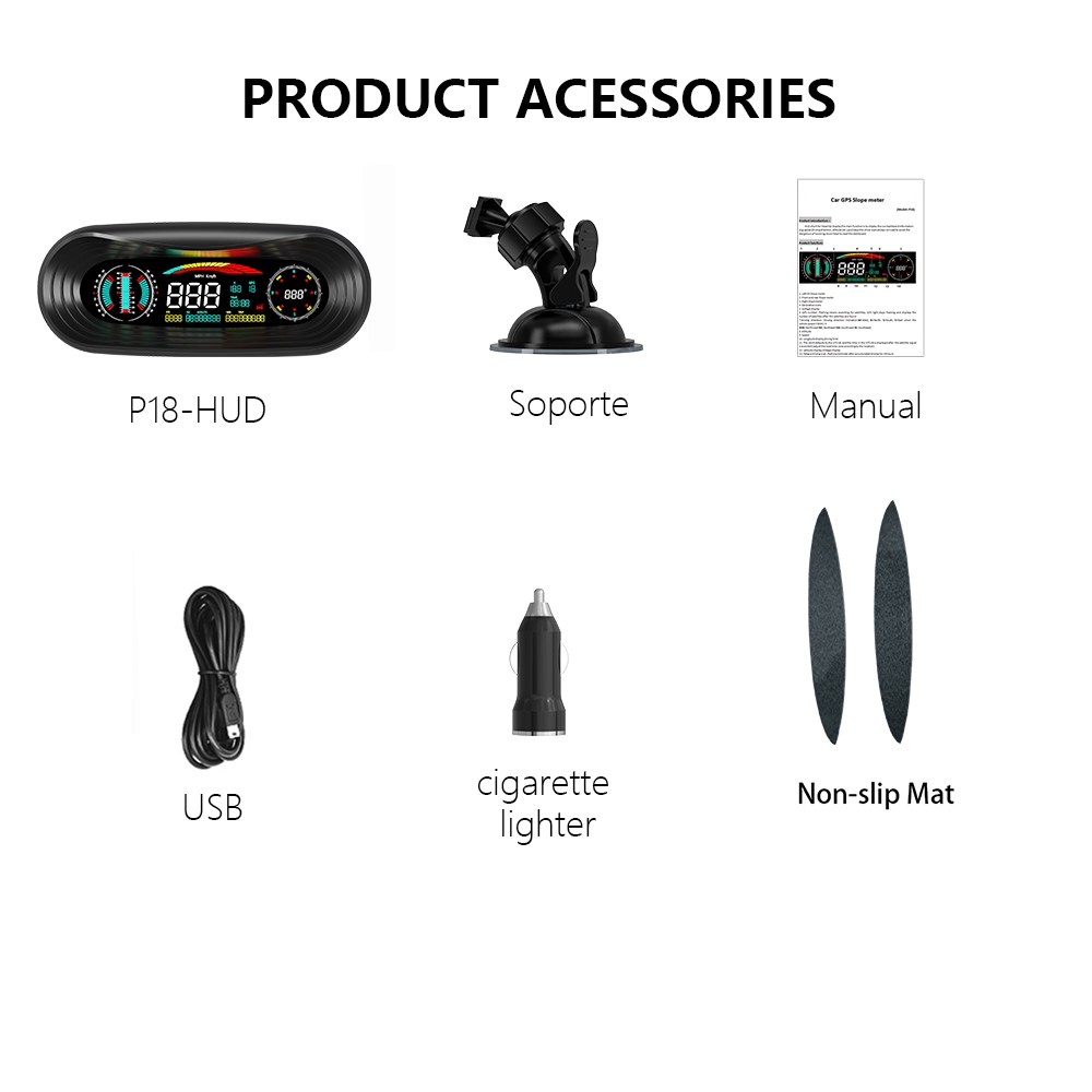 차량 헤드업 디스플레이 전압 GPS 피치 P18 시계 헤드 자동차 HUD 업 속도계 고도 Geyiren 나침반 경사계 41,500원