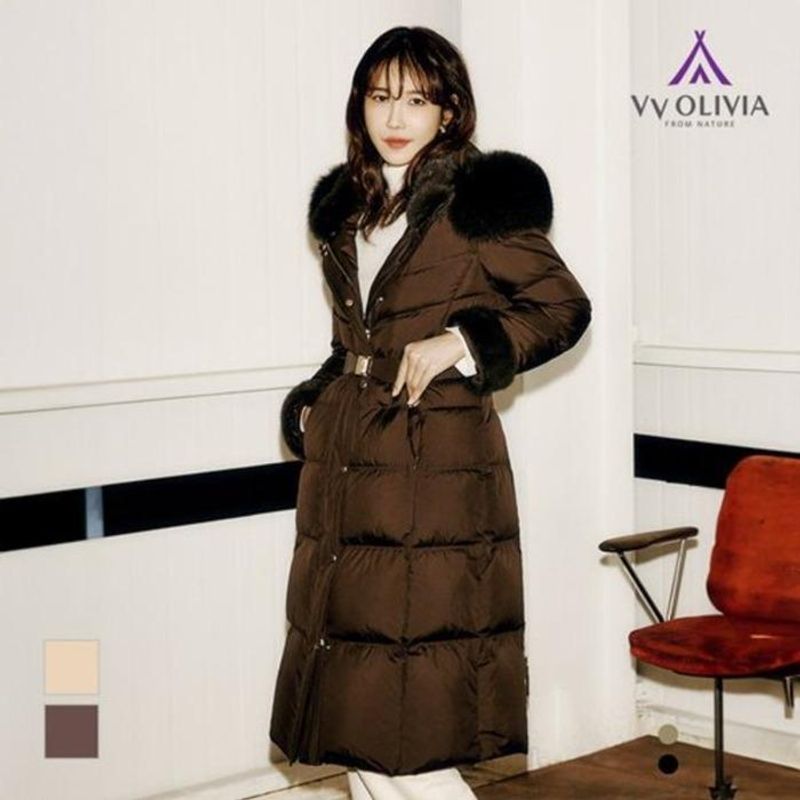 올리비아로렌 MG01 밍크 배색 슬림 구스 점퍼 VVPKD4WB261 385,000원