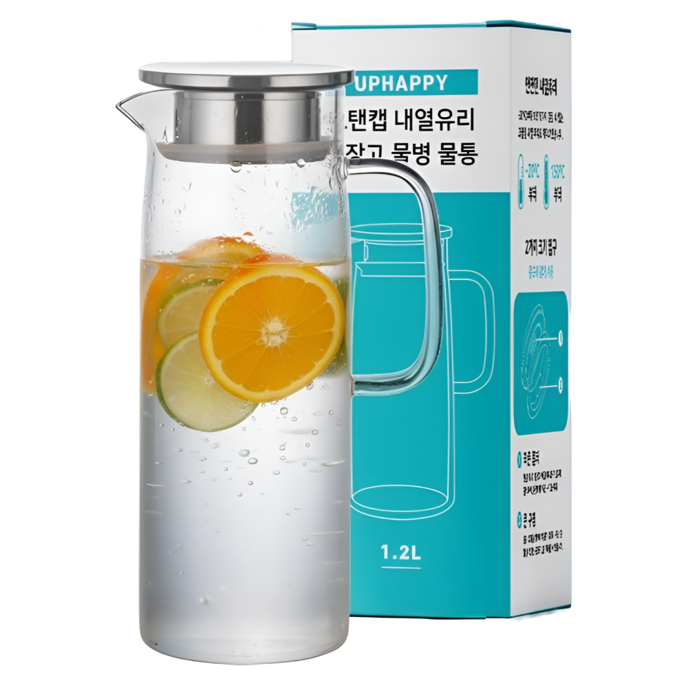 유피해피 스탠캡 내열유리 냉장고 물병 물통 12,900원