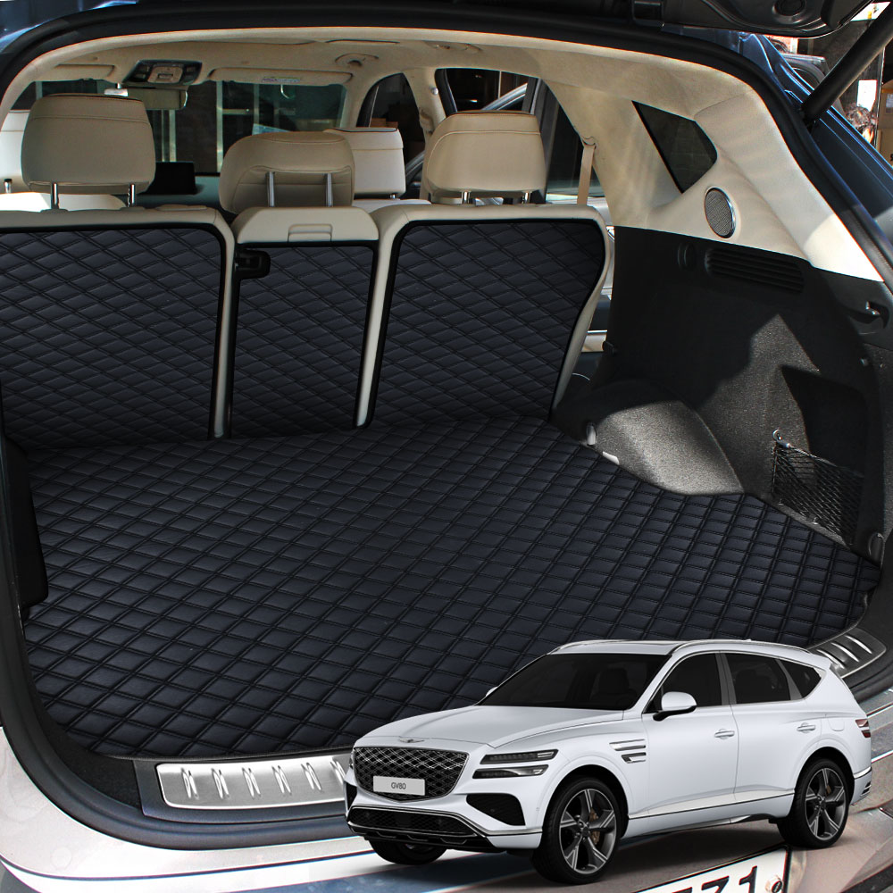 지엠지모터스 퀼팅 가죽 트렁크매트 풀세트, 제네시스 GV80 5인승(20~), 올블랙 49,800원