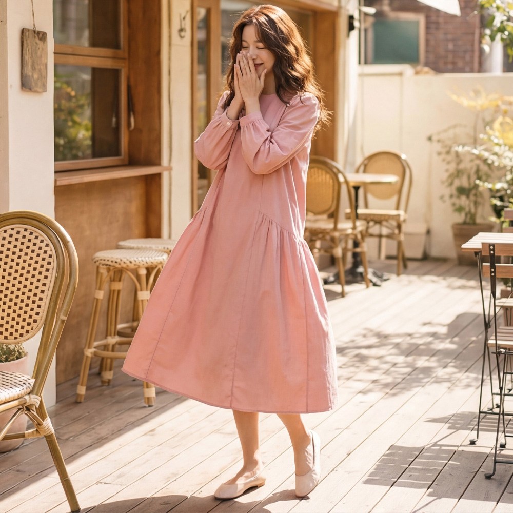 D122-5 카니크 빅사이즈 여성 스트랩 롱원피스 봄가을용 34,900원