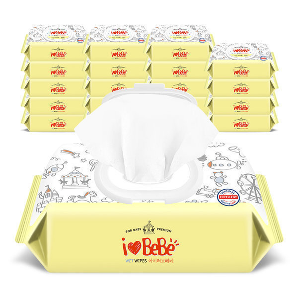 아이러브베베 아기물티슈 옐로우PLUS 120매 캡형 20팩 27,000원