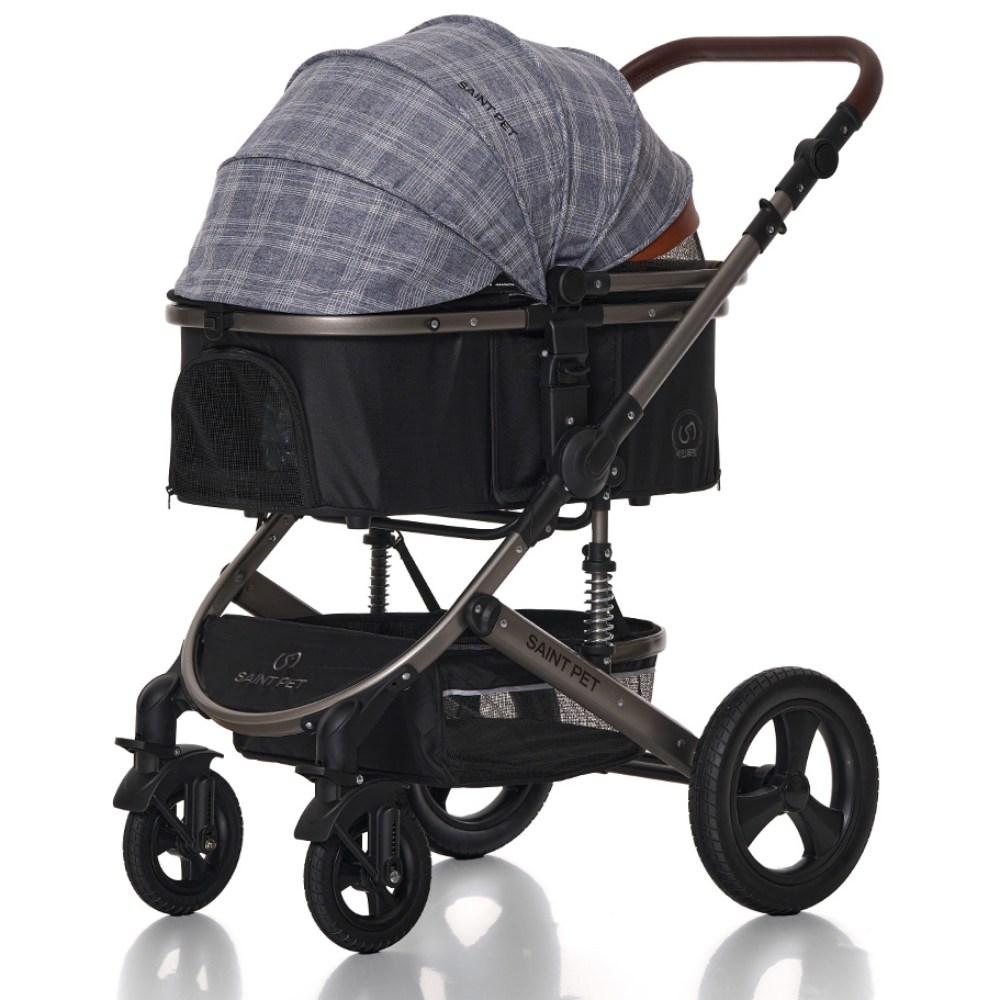 세인트펫 강아지유모차 중,소형견 30.5cm 대형바퀴 에버메이트 프라임, 3. 체크패턴 그레이&블랙 219,000원