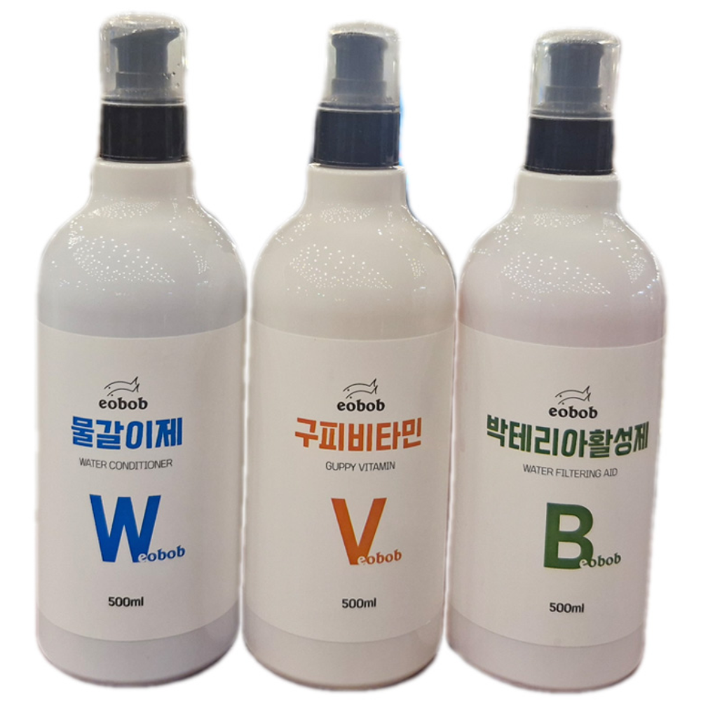 EOBOB 대용량 500ML 3종세트 물갈이제 구피비타민 박테리아활성제 19,900원
