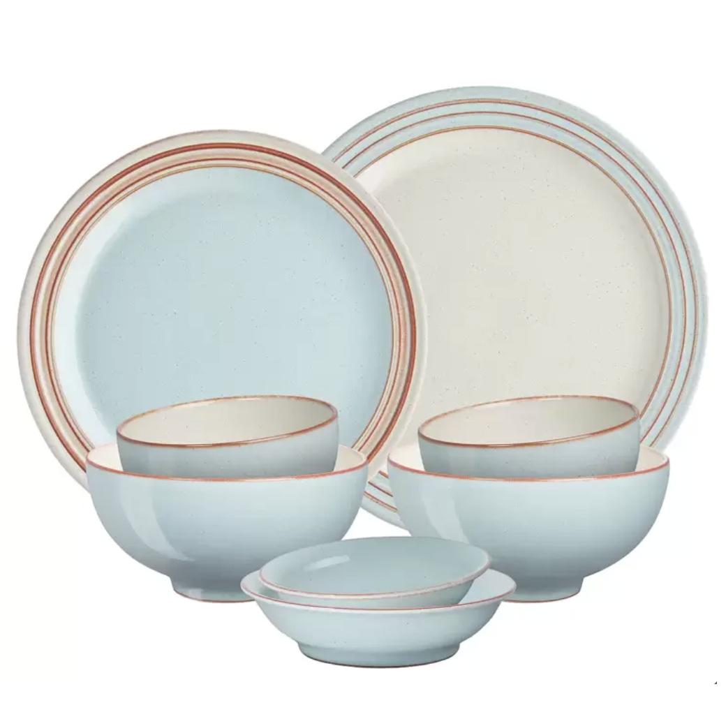 덴비 헤리티지 2인 한식기 세트8P 영국산 신혼 이사 선물 스톤웨어 공기 대접 플레이트, 8P, 파랑색 239,800원