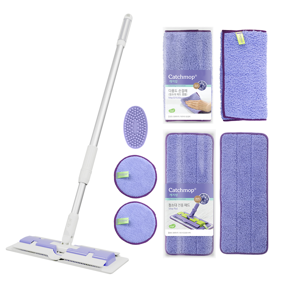 캐치맙 기본 청소대 + 청소패드 2p + 다용도 손걸레 2p + 실리콘솔 + 멀티클리너 2p 세트 35,900원