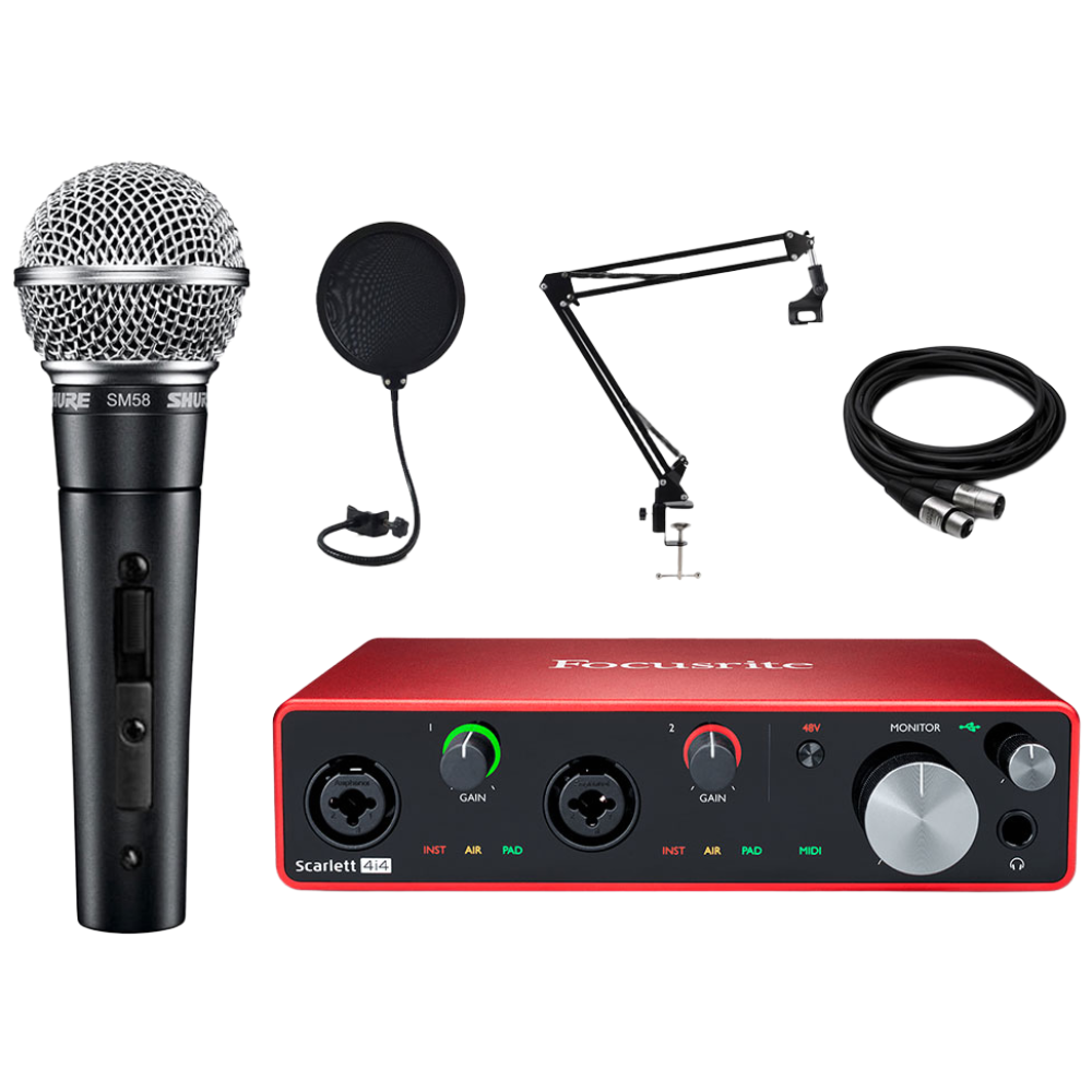포커스라이트 스칼렛 4i4 SHURE 슈어 SM58SK 관절스탠드 팝필터 케이블 패키지 548,000원