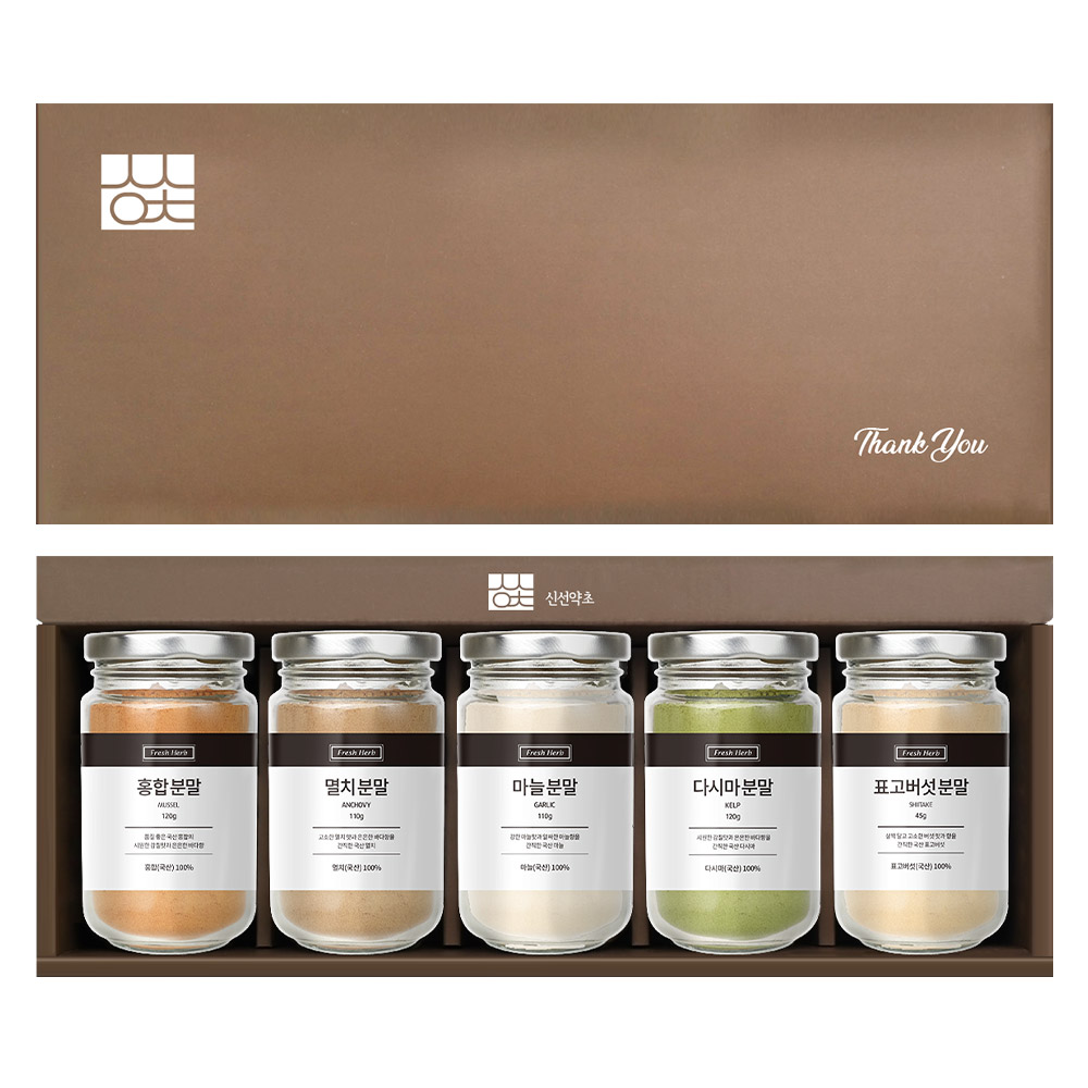 신선약초 조미료 홍합 + 멸치 + 마늘 + 다시마 + 표고버섯 분말 선물세트, 1세트 43,600원