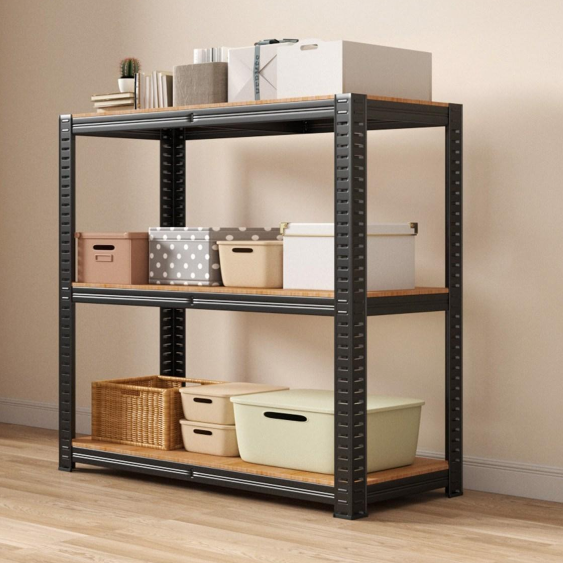 투에스리빙 튼튼한 무볼트 간편조립 철제 선반, 3단, 블랙 42,000원