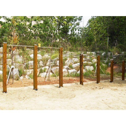 월드스포츠산업 학교 야외놀이터 철봉 3단 6칸 목재 스텐 WDP-3606 2,499,000원