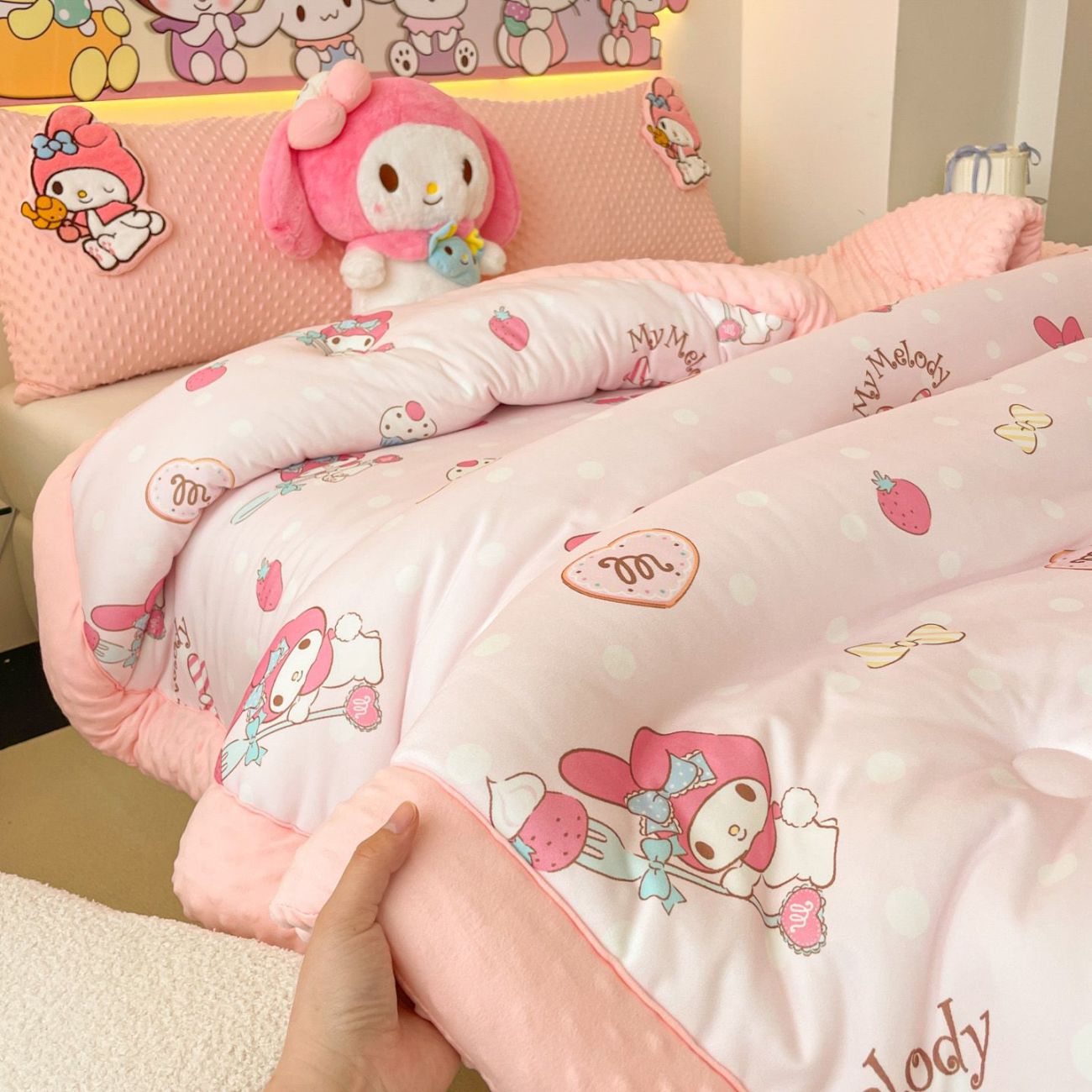 다나에 산리오 폼폼푸린 핼로키티 니트면 가을 겨울 학생 극세사 이불 단품+Integrated International Trade Co. Ltd 머리핀 32,900원