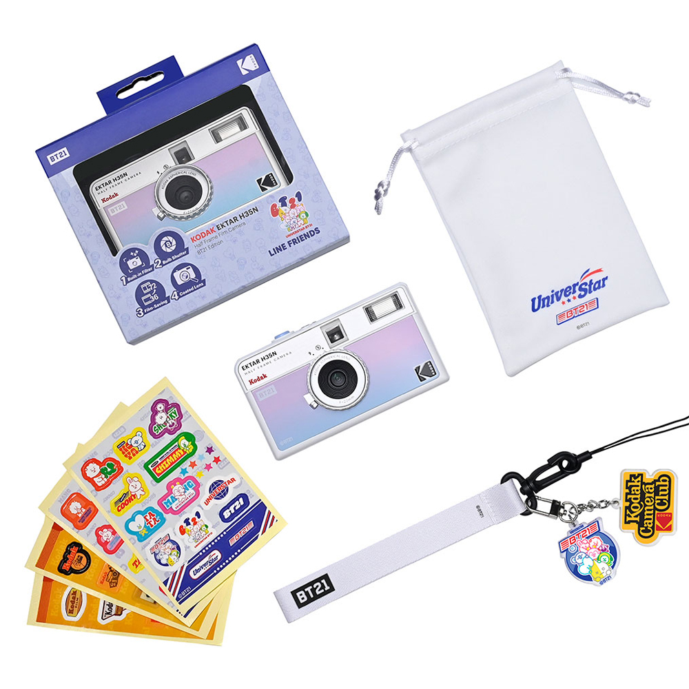 코닥 카메라 H35N BT21 + 스티커 4종 + 키링 2종 + 스트랩 + 파우치 세트, H35N, 1세트 95,000원