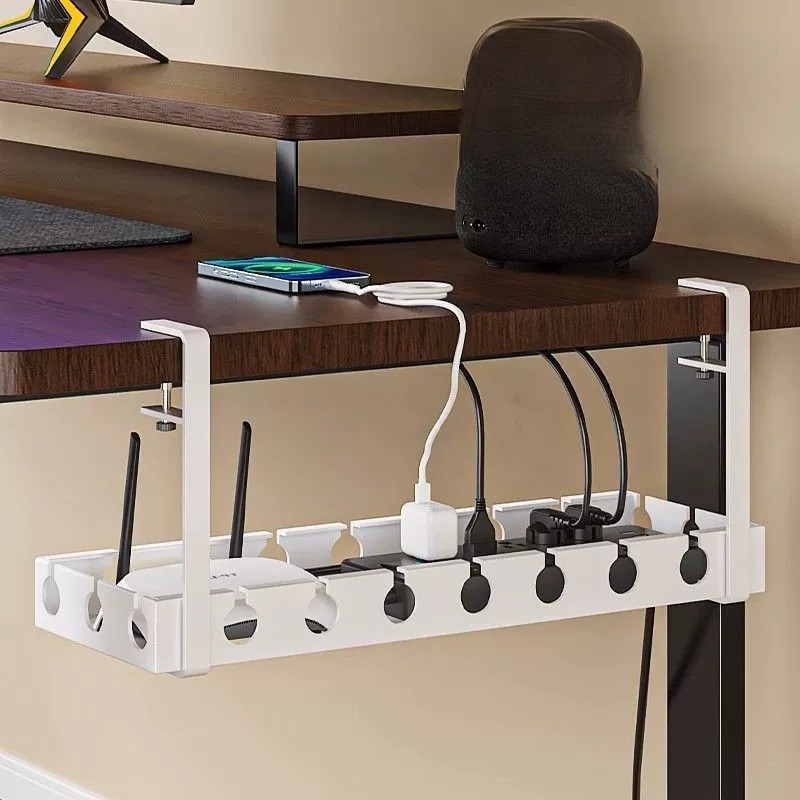 제이로이 무타공 책상 밑 전선 멀티탭 거치대 홀더 정리 선반 수납, 화이트, 1개 14,900원