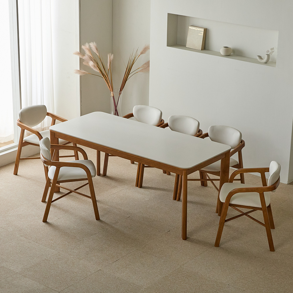 리샘 벨라 세라믹 원목식탁 + 벨체어 D의자 세트 6인용 방문설치, 월넛, 일반의자 6 1,139,000원