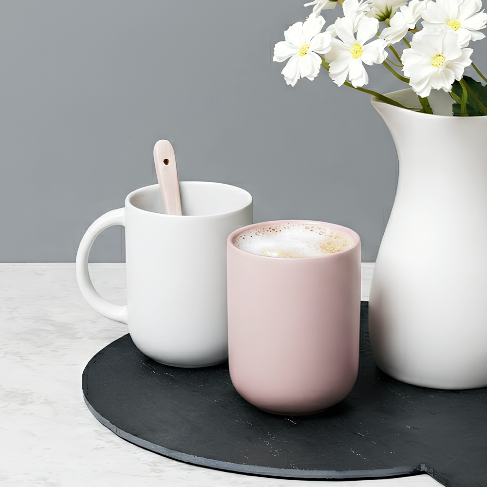 보울보울 레트로라인 핸들머그 360ml, 밀크화이트 + 파우더핑크, 2개 14,000원