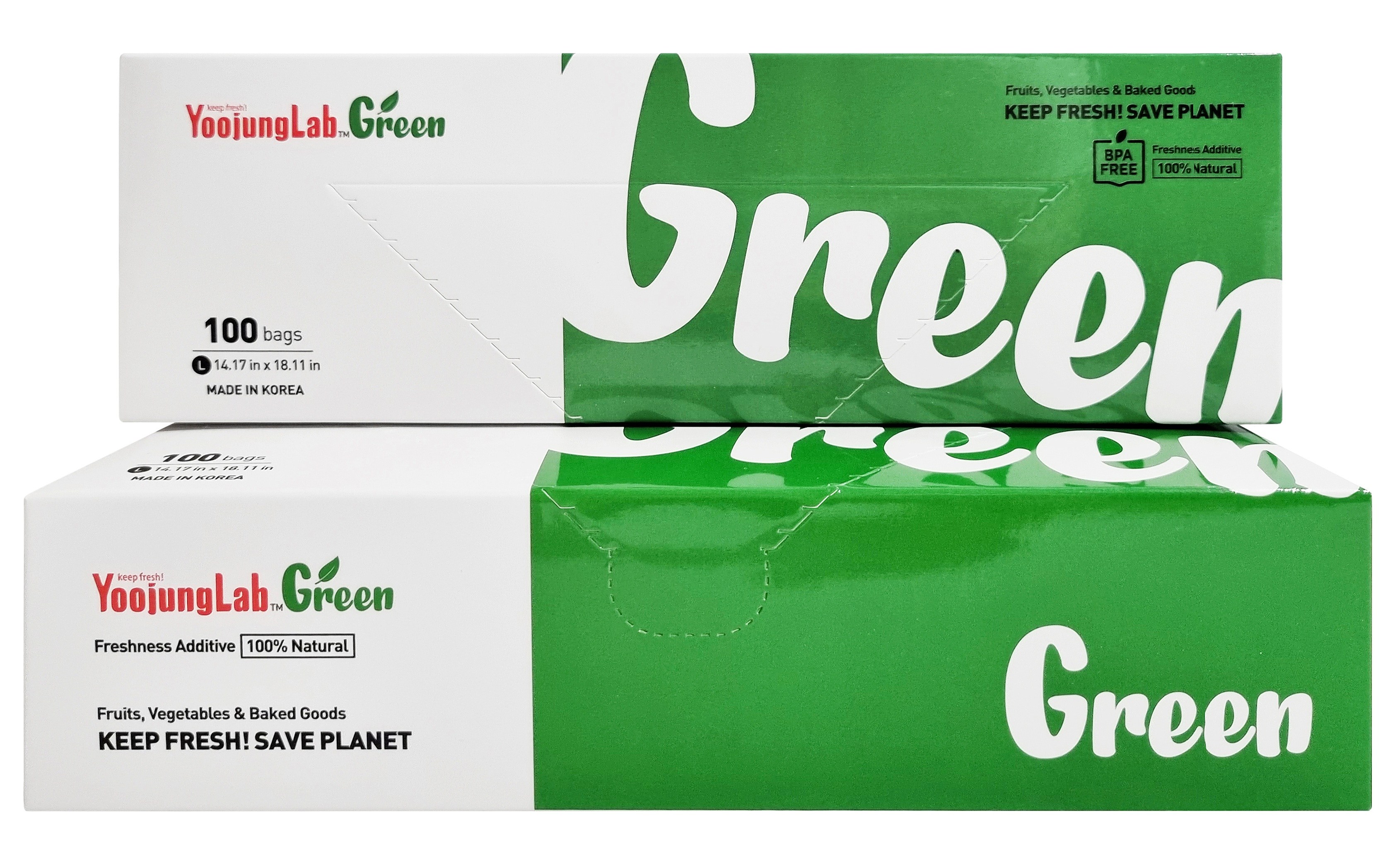 유정랩 그린백 중형 25 X 37cm 100매 신선유지 항균 위생백 야채 소분 식재료 보관 과일 통, 1개 9,900원