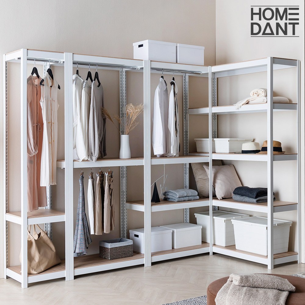 홈던트하우스 무볼트 조립식 드레스룸 시스템 행거 높이1800 5단 (봉2개) 101,900원