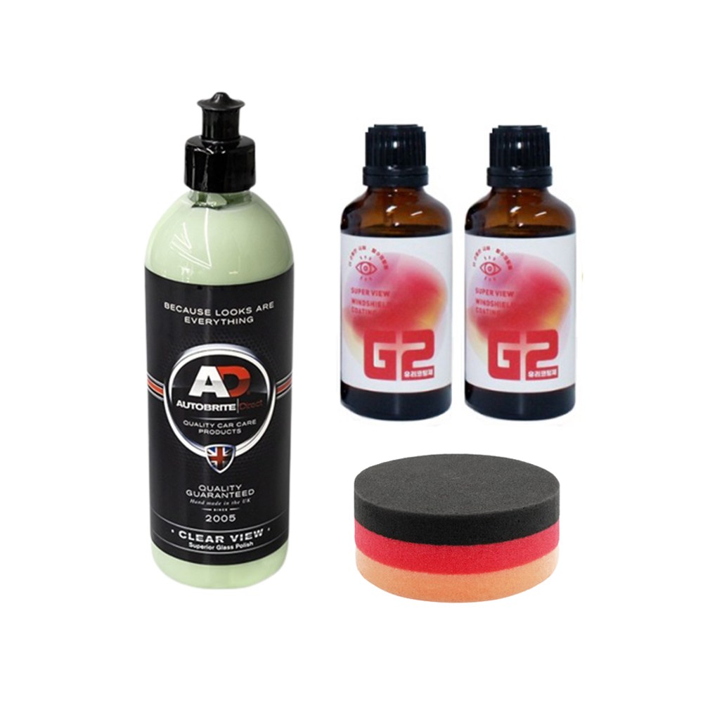 AD 오토브라이트 클리어뷰 500ml 유막제거제+AQTEC 아큐텍 G2 유리발수코팅제 45ml 2EA+저먼패드 원형 78,700원