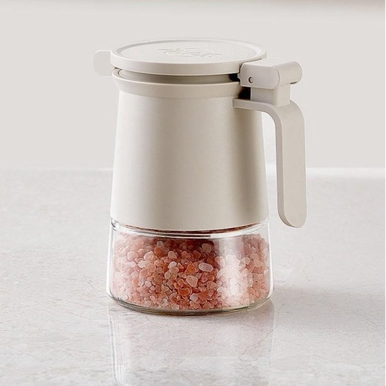 WOW글라스 플립 밀봉 양념통 대용량 350ml 정량 전용 스푼, 베이지색, 1개 9,900원