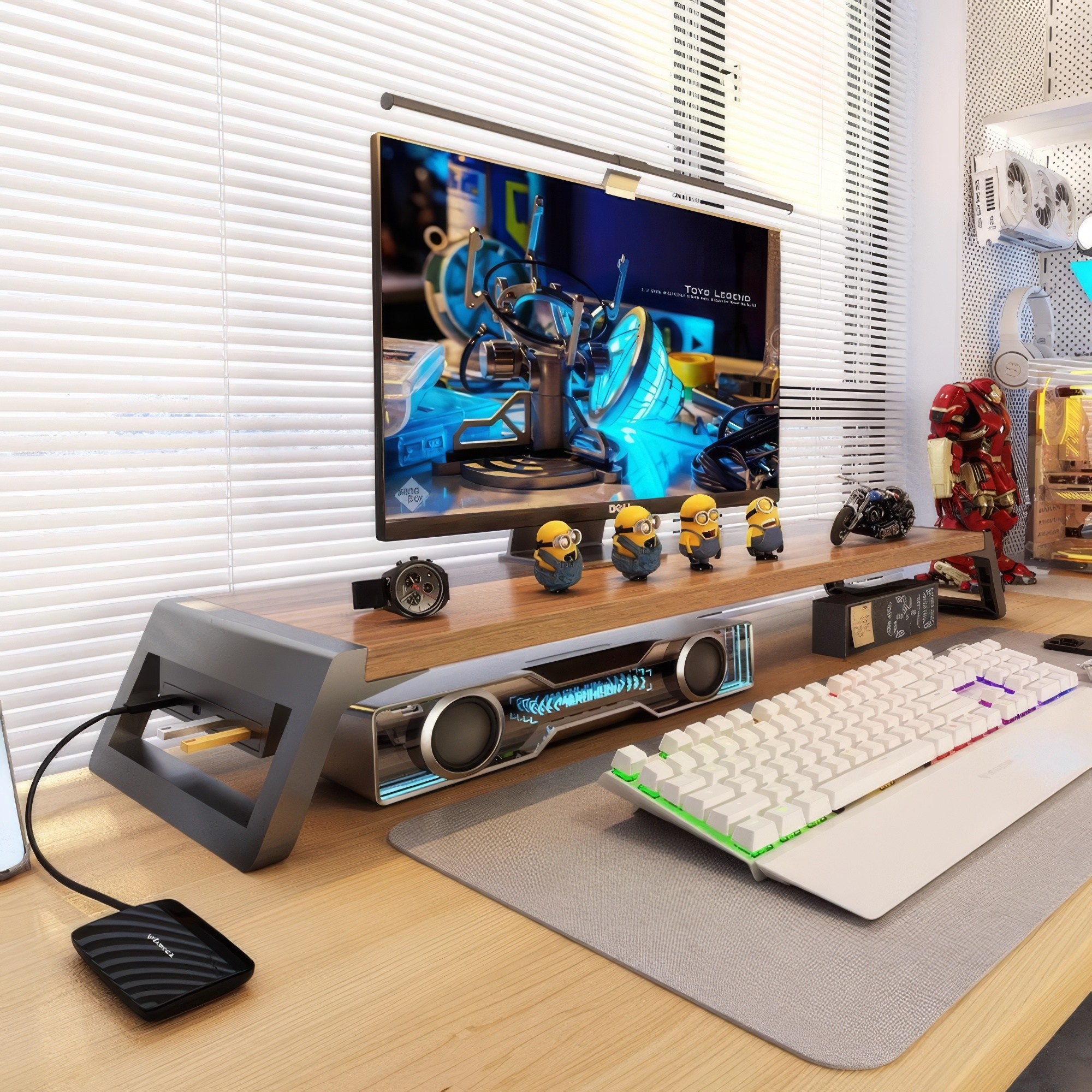 RUNHome 컴퓨터 모니터 받침대 스탠드 다용도 USB허브, 1개, 호두 28,100원