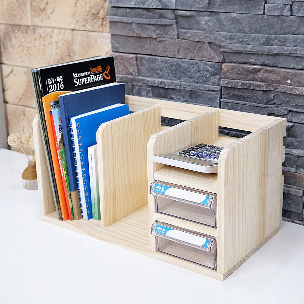 나무다움 원목 서랍형 책꽂이 책상용 필기구정리 A형, 내추럴 44,500원